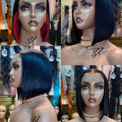 Frontal wig Peruvian Straight with red